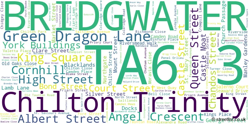 A word cloud for the TA6 3 postcode